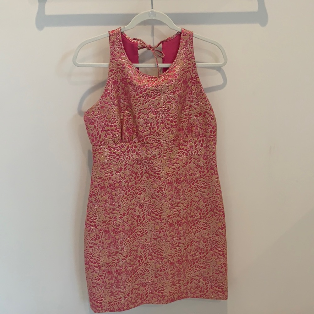 J. Crew Pink and Melon color cocktail dress